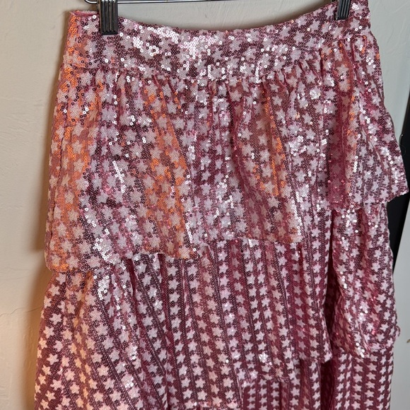 Queen of Sparkles Pink Sequin Star Midi Skirt - Picture 2 of 4
